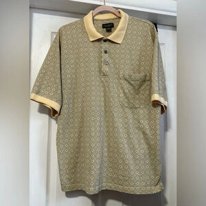 Van Heusen Short Sleeved Collared Shirt , Yellow with designs